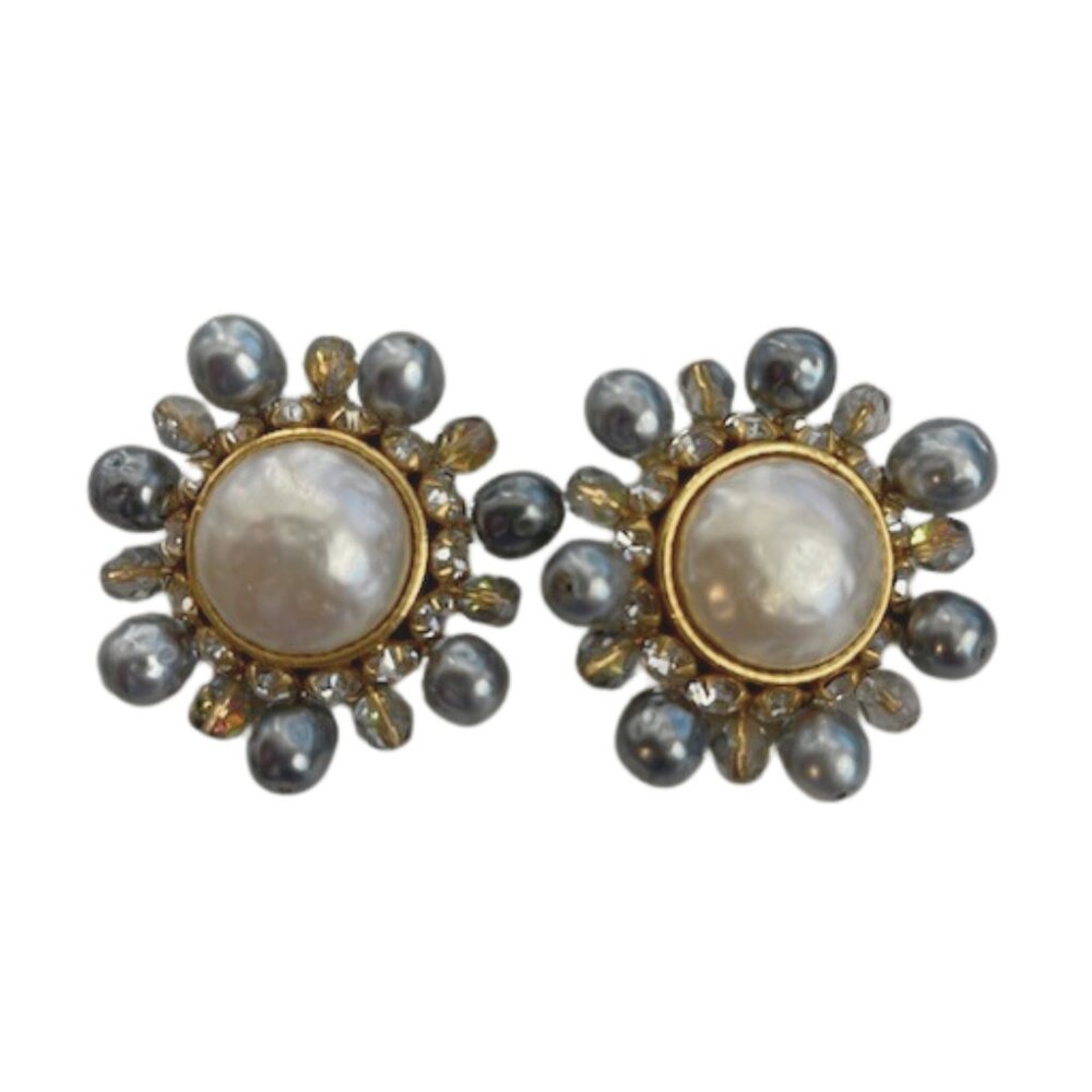 Dominique Aurientis Paris Vintage Earrings – Baroque Pearl Clip On Earrings